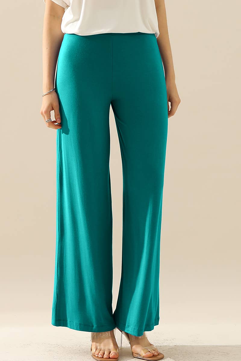 NINEXIS - CWBLP410-P_PLUS SIZE HIGH WAIST WIDE LEG PALAZZO LOOSE PANTS: BLACK / (3X) 1
