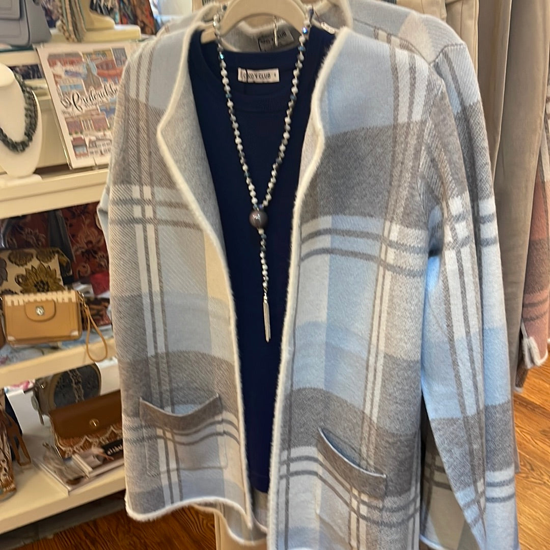 Coco Y Club Open Front Cardigan Plaid