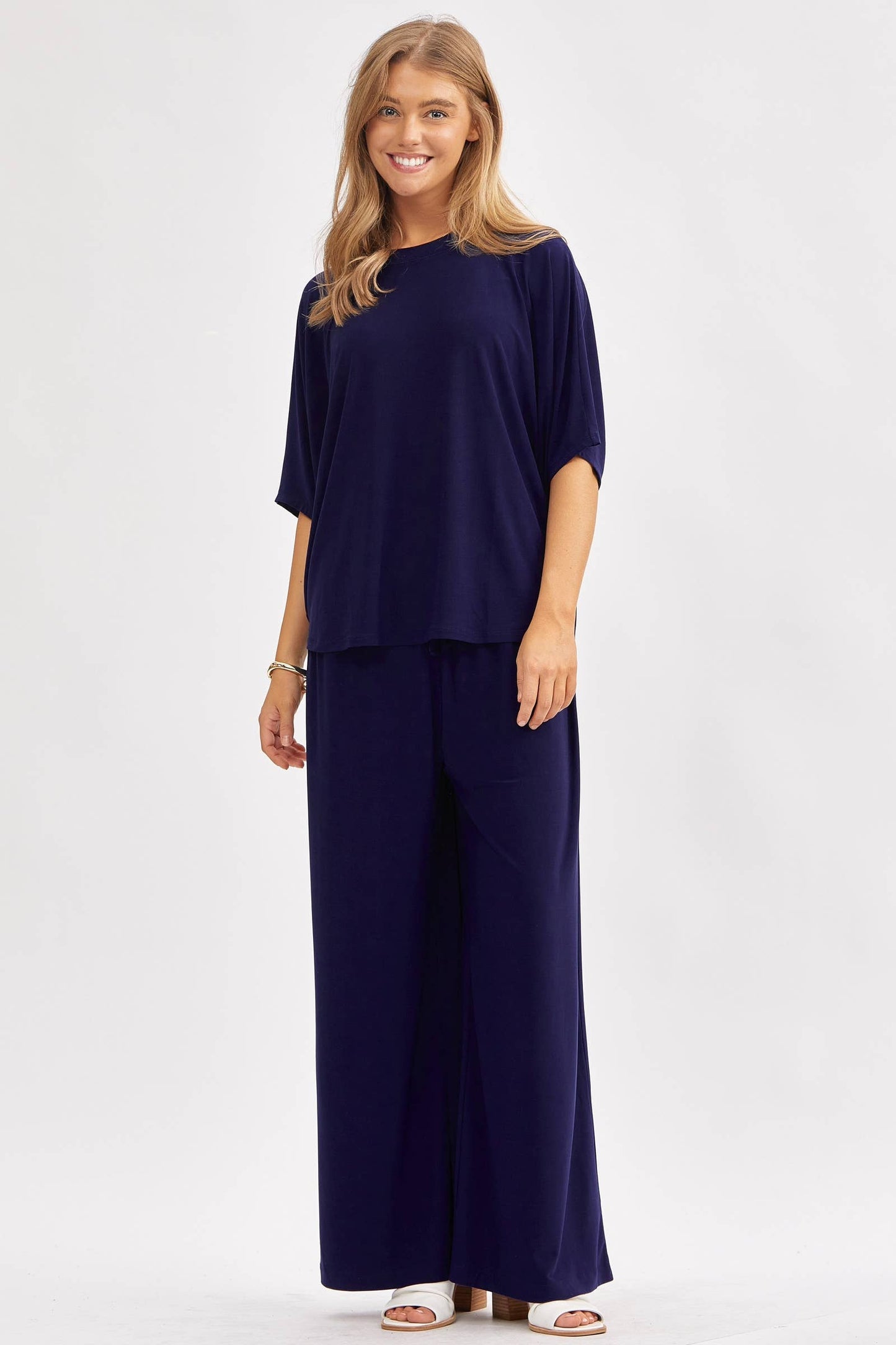 Dear Scarlett - Flowy Top + Wide Leg Set TRVSET-COASTAL: Royal Blue / L