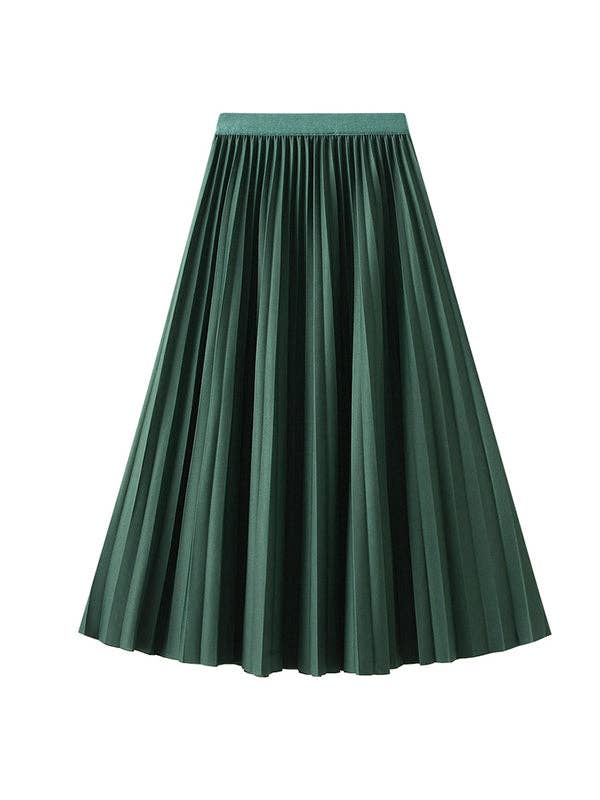 UZ Wholesale Elasticity Pleated Solid Color A-Line Loose Skirt: APRICOT / One_size