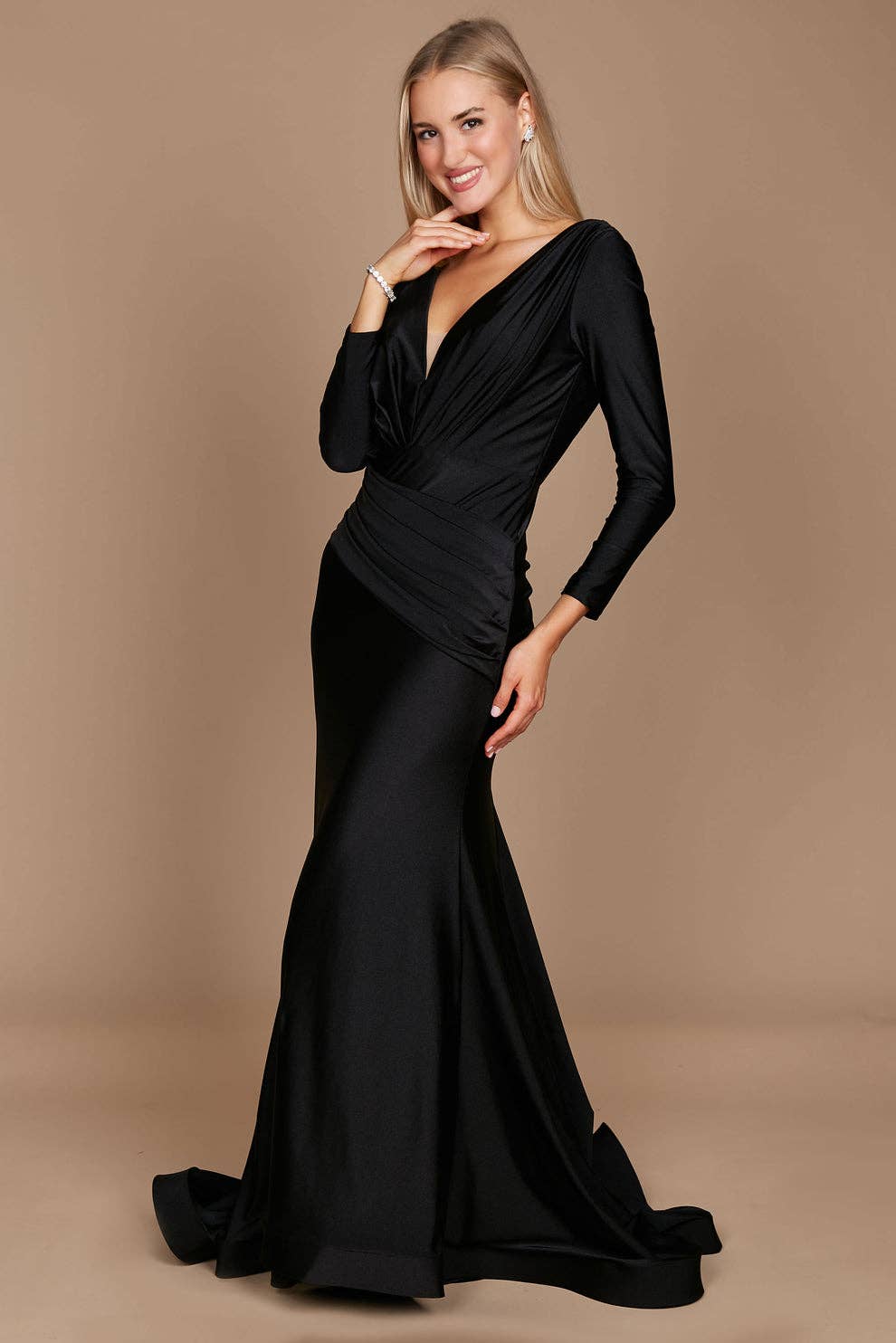 Kos Couture - Long Sleeve Formal Evening Dress : Royal / 12