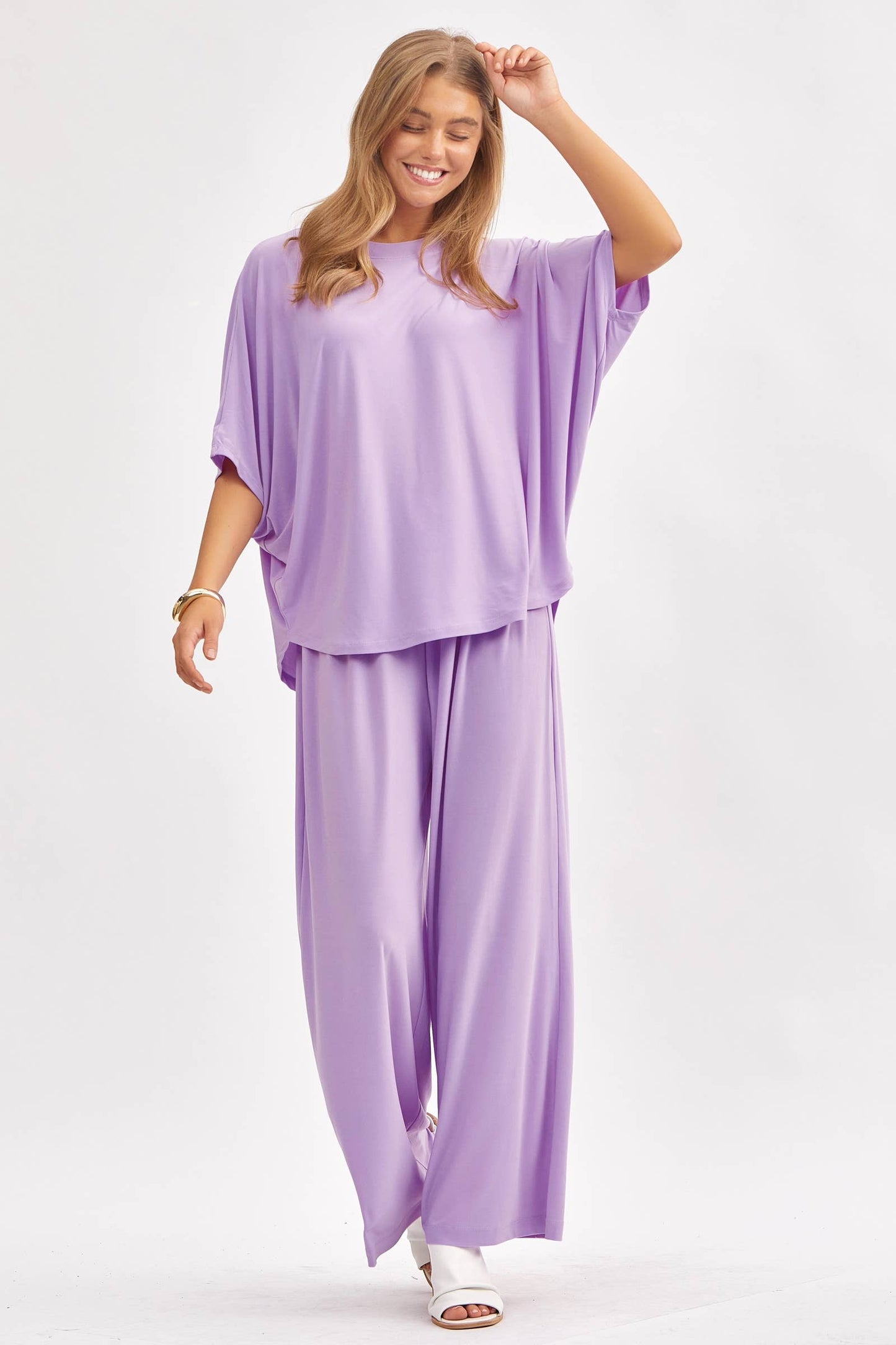 Dear Scarlett - Flowy Top + Wide Leg Set TRVSET-COASTAL: Royal Blue / L