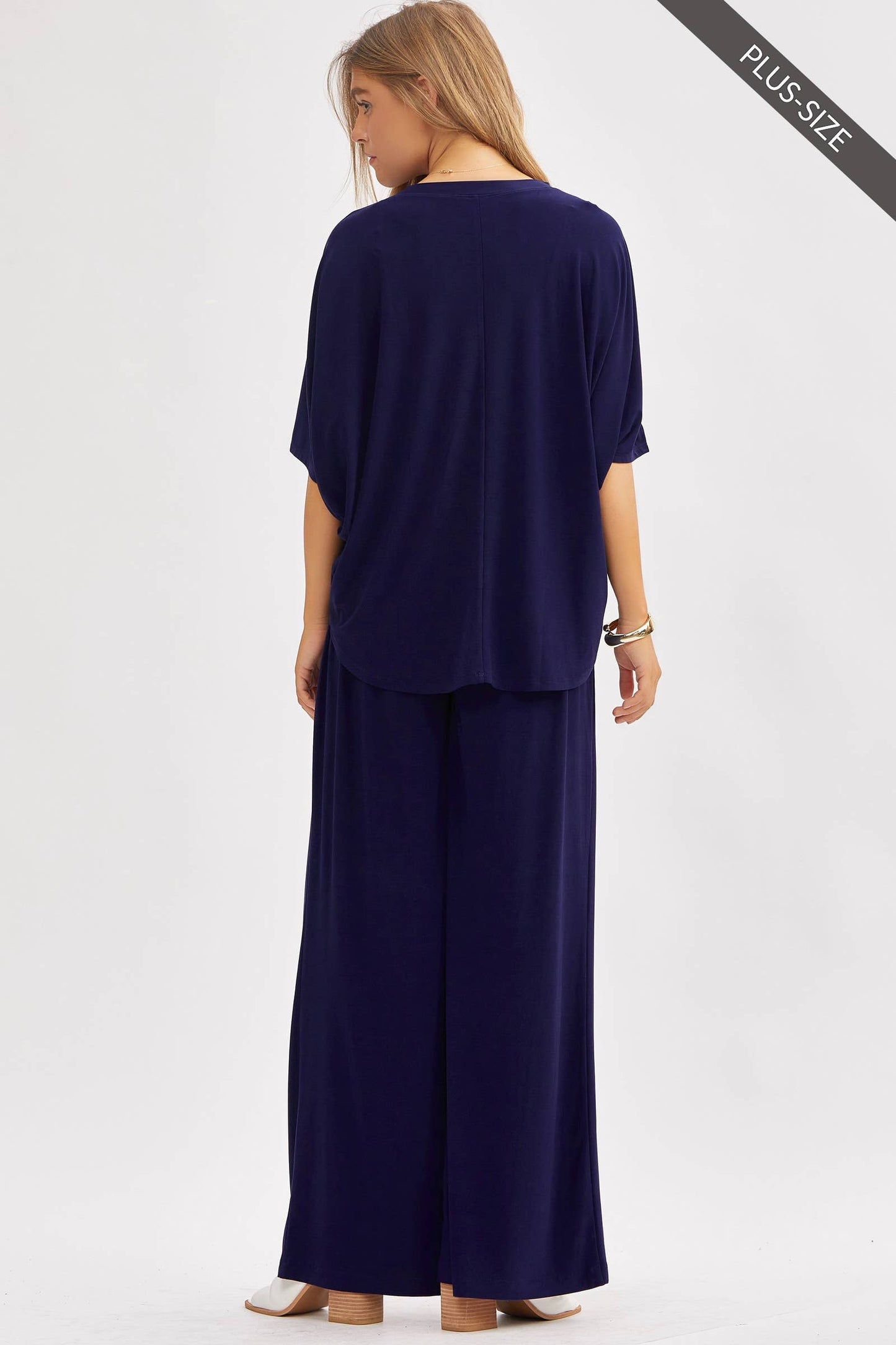 Dear Scarlett - PLUS SIZE Flowy Top + Wide Leg Set TRVSET-COASTAL: Royal Blue / XL
