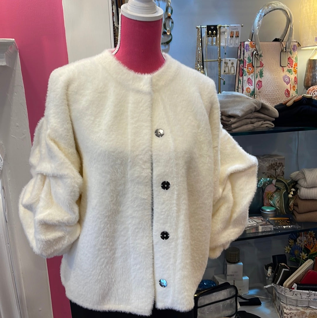 Elena Wang White sweater Jacket