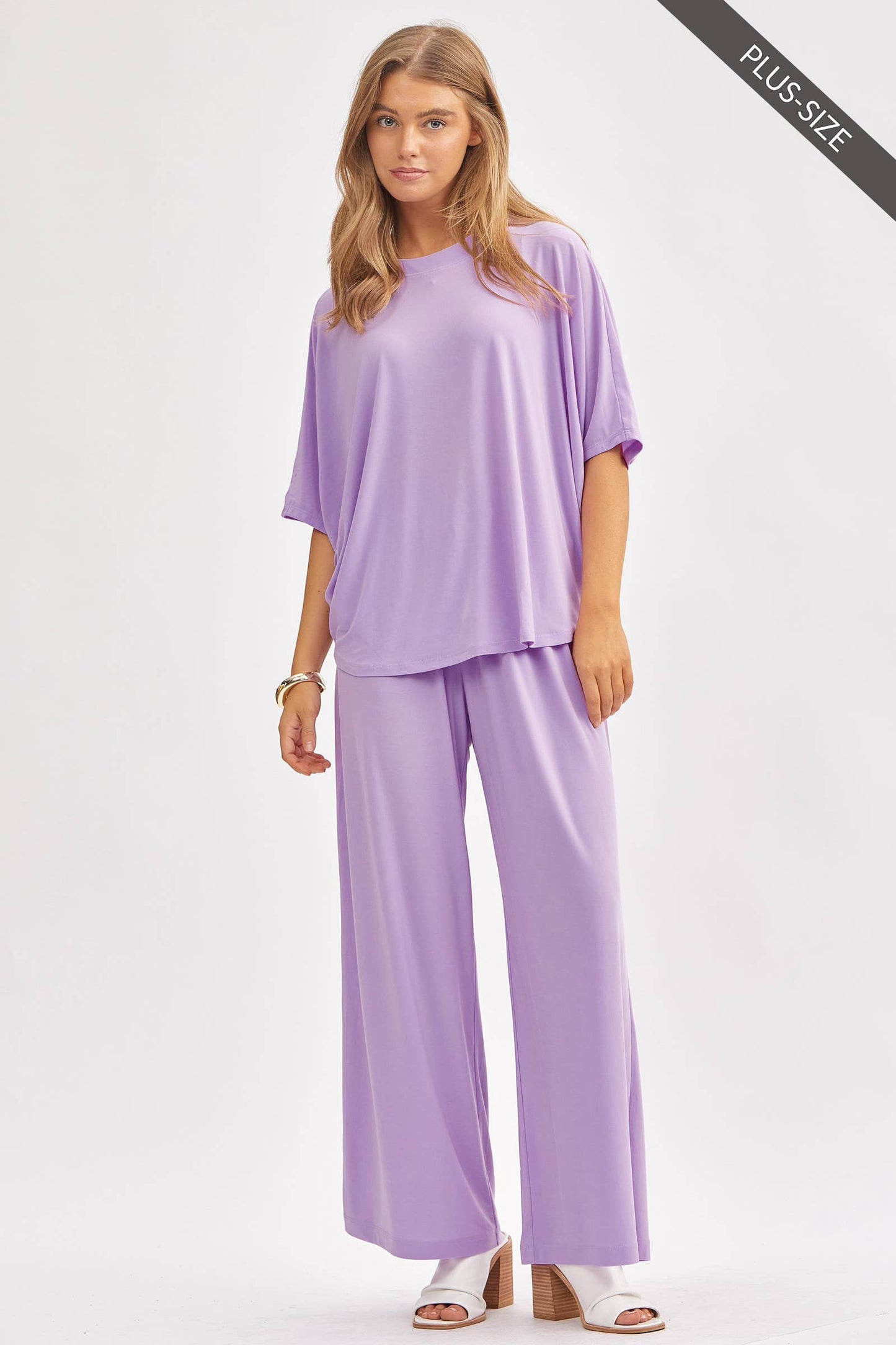 Dear Scarlett - PLUS SIZE Flowy Top + Wide Leg Set TRVSET-COASTAL: Royal Blue / XL