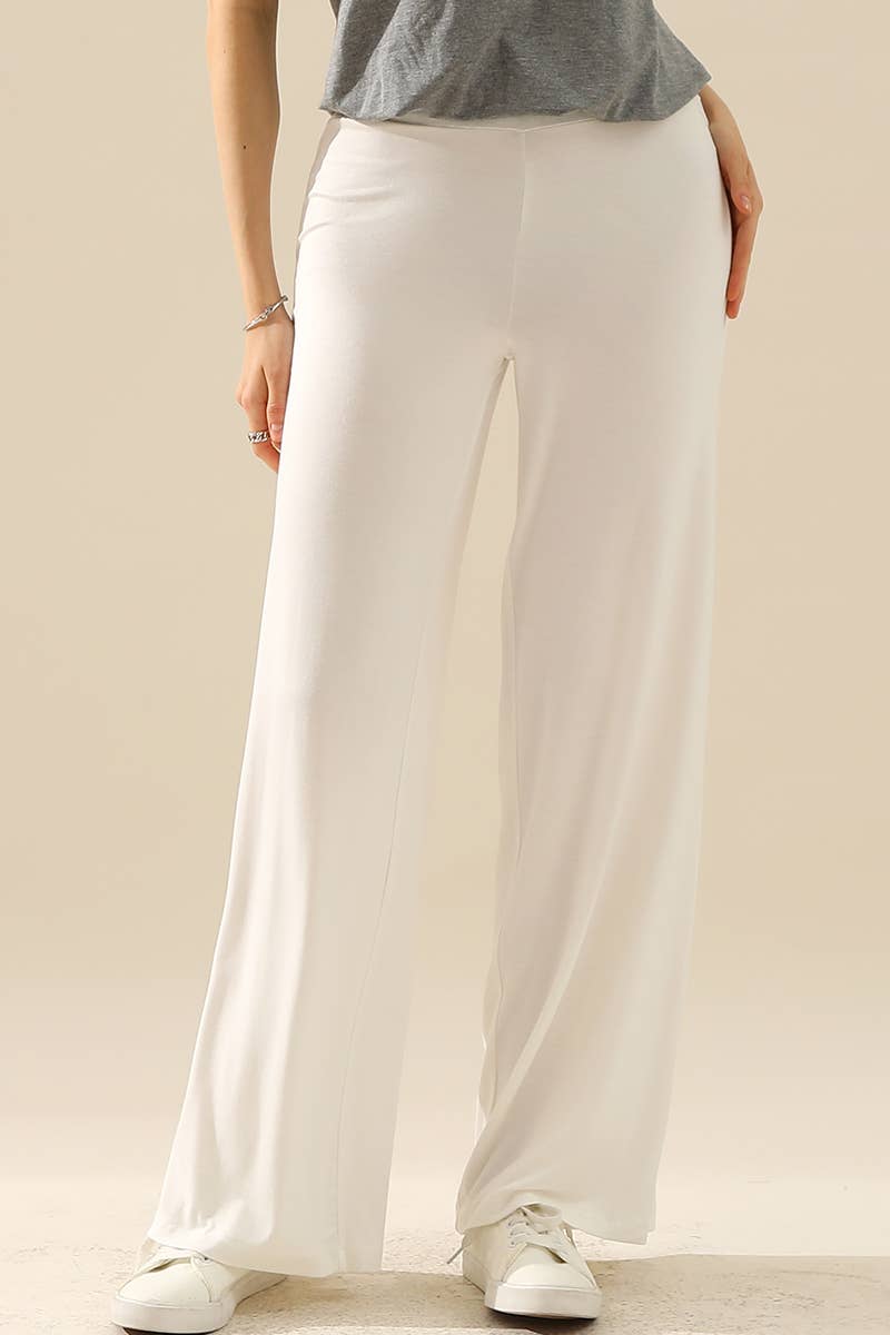 NINEXIS - CWBLP410-P_PLUS SIZE HIGH WAIST WIDE LEG PALAZZO LOOSE PANTS: BLACK / (1X) 1