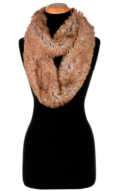 Infinity Scarf: Faux Fur 100% Polyester / Infinity Scarf / Desert Sand in Charcoal