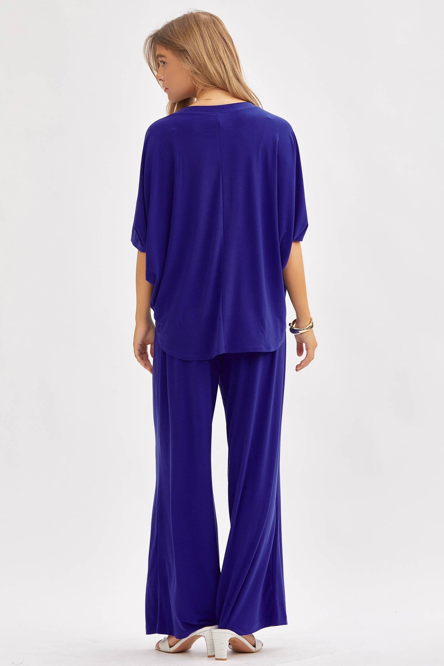 Dear Scarlett - Flowy Top + Wide Leg Set TRVSET-COASTAL: Royal Blue / L