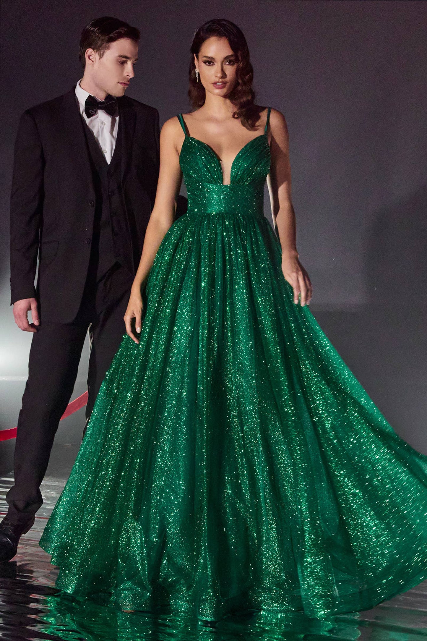 Ladivine by Cinderella Divine - LAYERED GLITTER BALL GOWN: Royal / 4