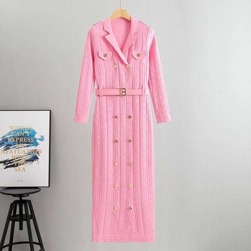 UZ Wholesale Store - Solid Color High Waist Slim Fit Bodycon Knitted Dress: Apricot / One_size