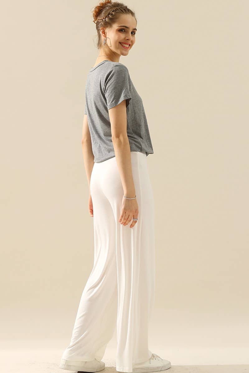 NINEXIS - CWBLP410_HIGH WAIST WIDE LEG PALAZZO LOOSE CASUAL PANTS: BLACK / (XL) 1