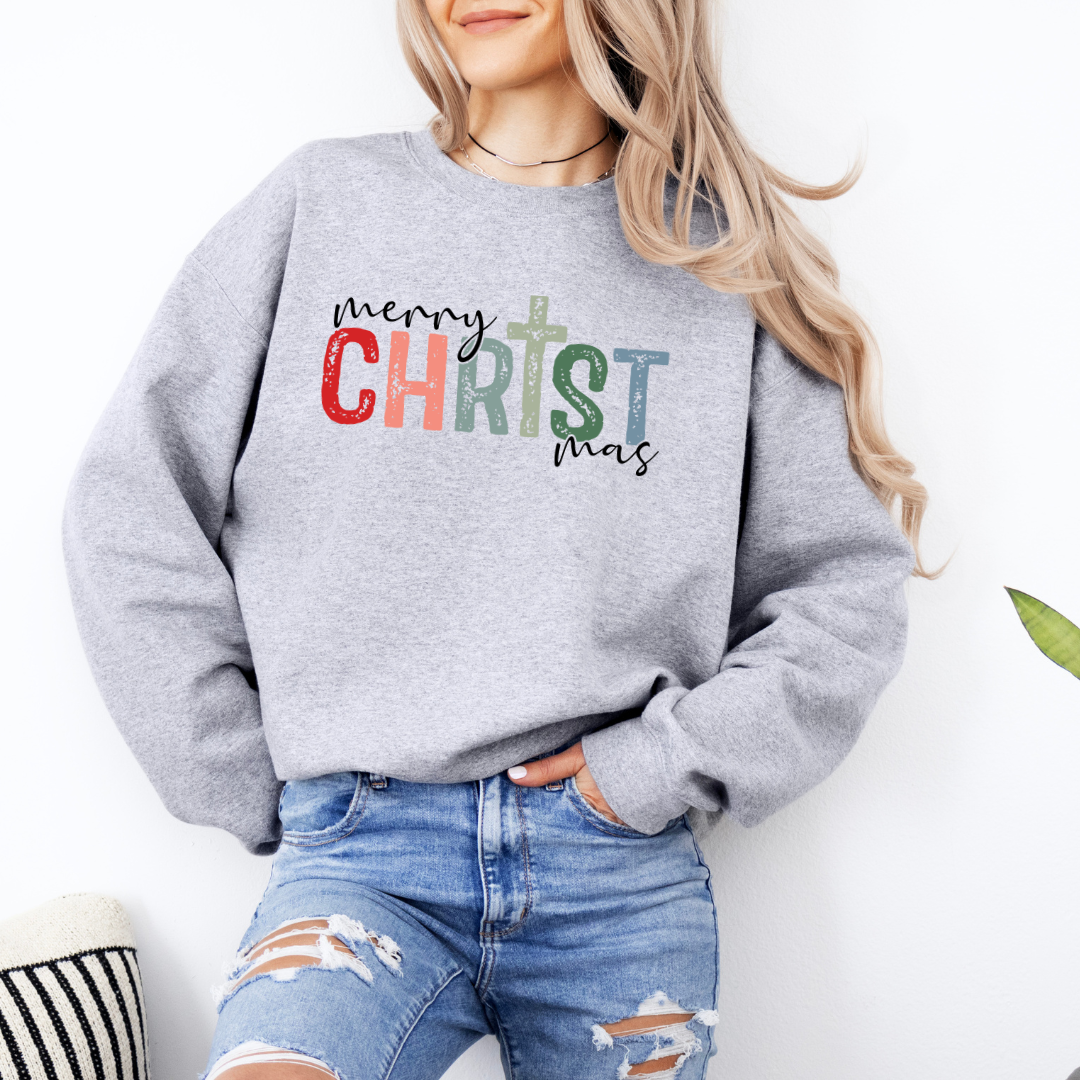 Wholehearted Motherhood and Co. - CHRISTmas Christmas Sweatshirt - Christmas Tee - Graphic Tee: Sand / Large