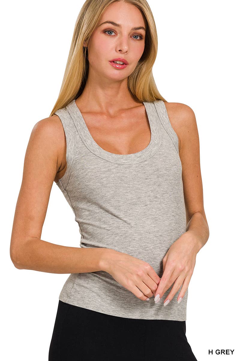 42POPS - ",,,,, Ribbed Scoop Neck Tank Top: MINT-176334 / XL