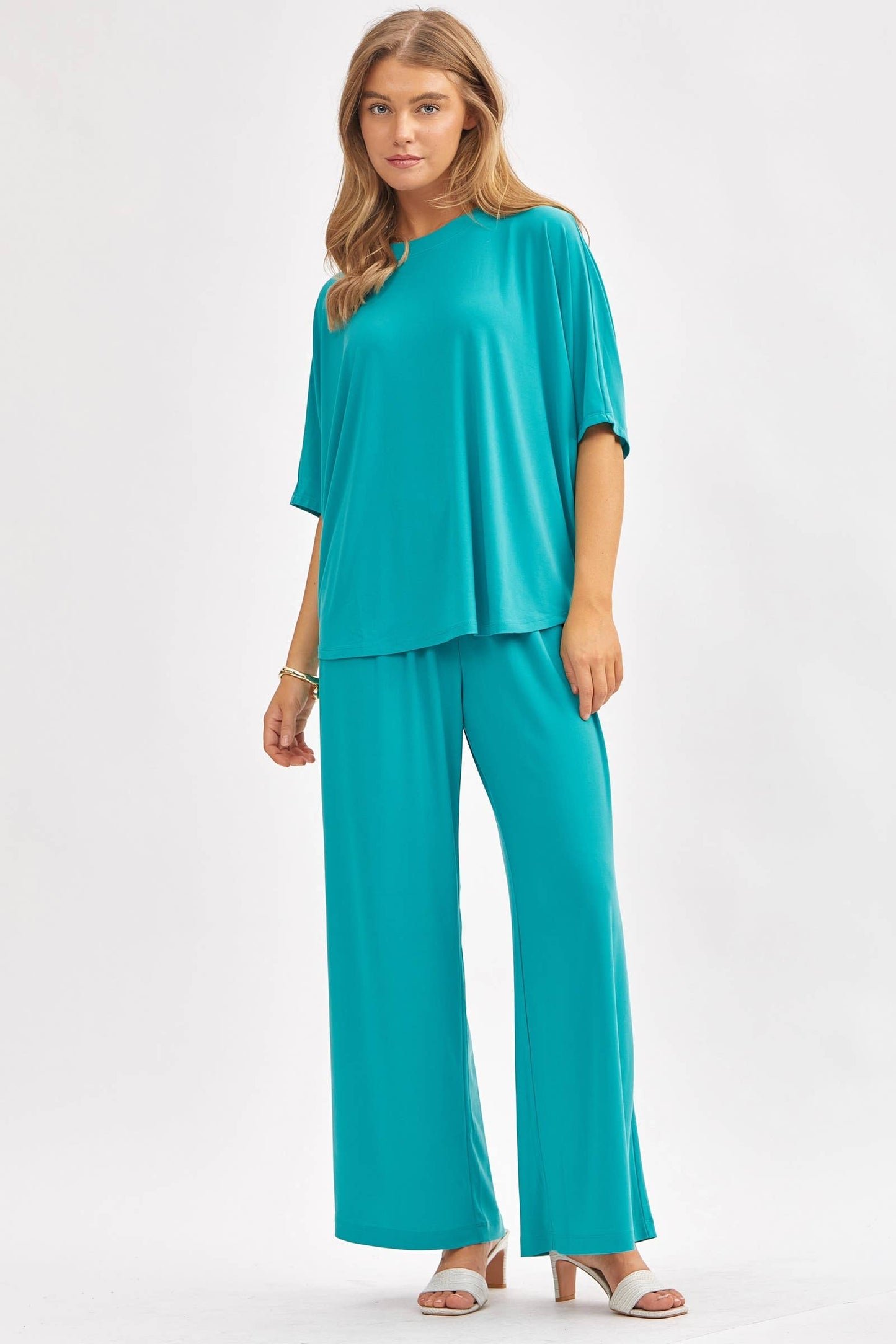Dear Scarlett - Flowy Top + Wide Leg Set TRVSET-COASTAL: Royal Blue / L