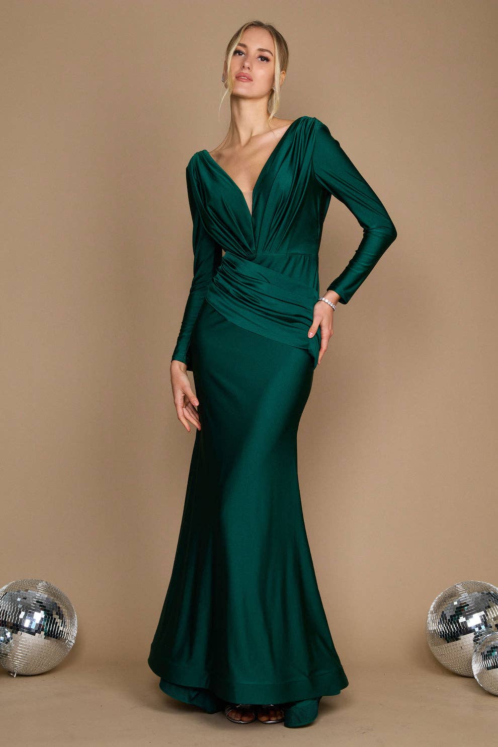 Kos Couture - Long Sleeve Formal Evening Dress : Royal / 12