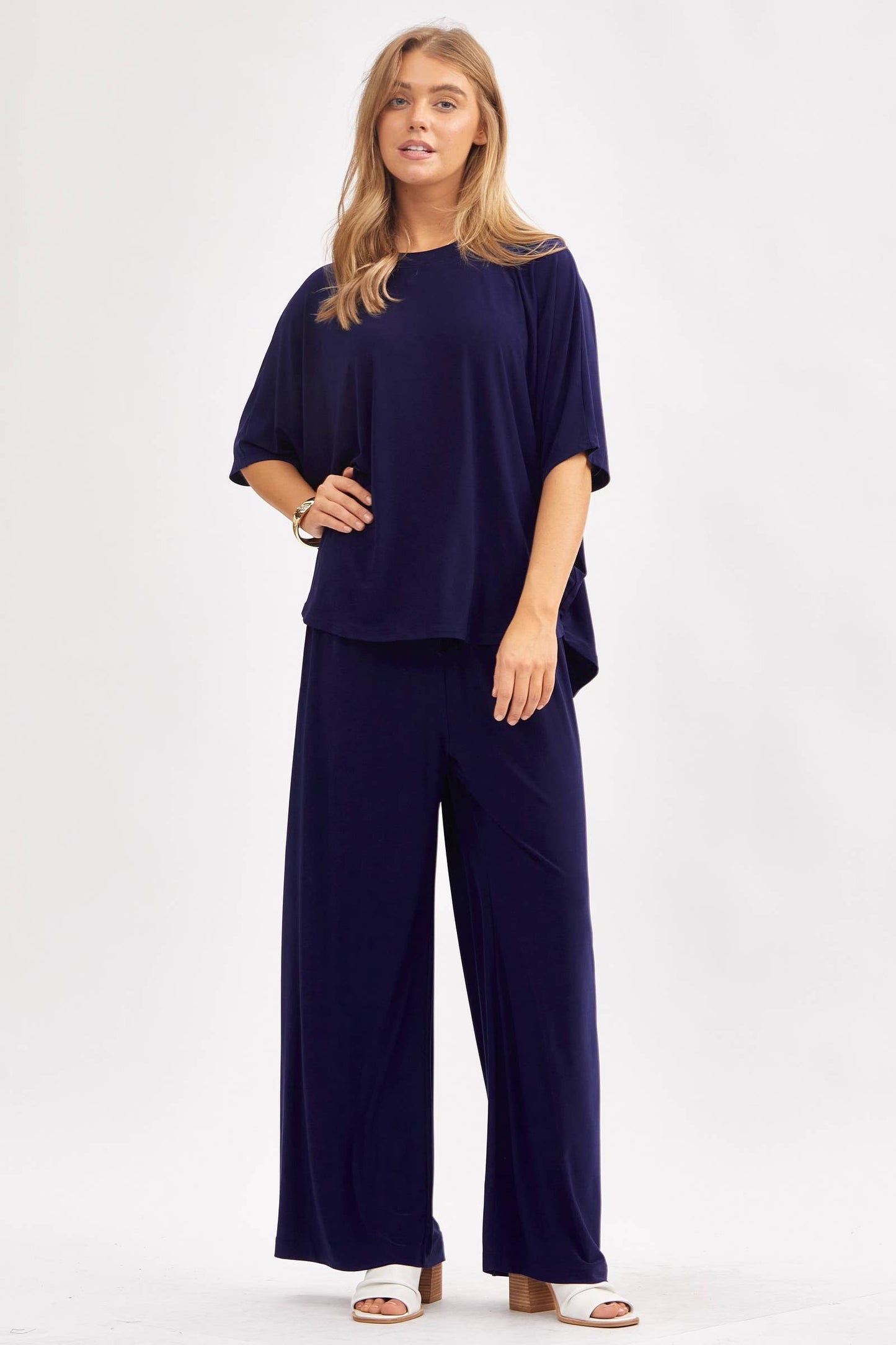 Dear Scarlett - Flowy Top + Wide Leg Set TRVSET-COASTAL: Royal Blue / L