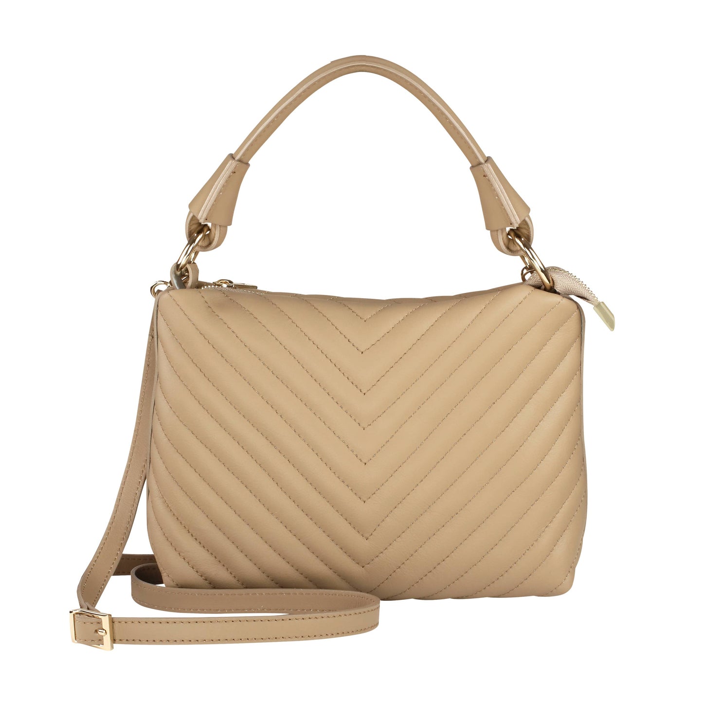 Cobblestone Living ( Bianca Quilted Leather Top-Handle Bag: Black)