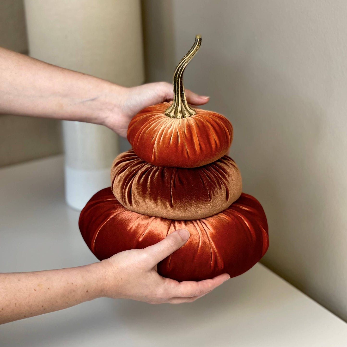 Your Heart's Content - Pumpkin Stacked Decor, Centerpiece Statement, Wedding Decor: Option 2: Gold Rust Olive