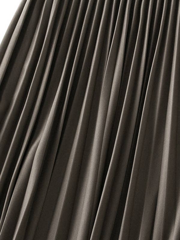 UZ Wholesale Elasticity Pleated Solid Color A-Line Loose Skirt: APRICOT / One_size