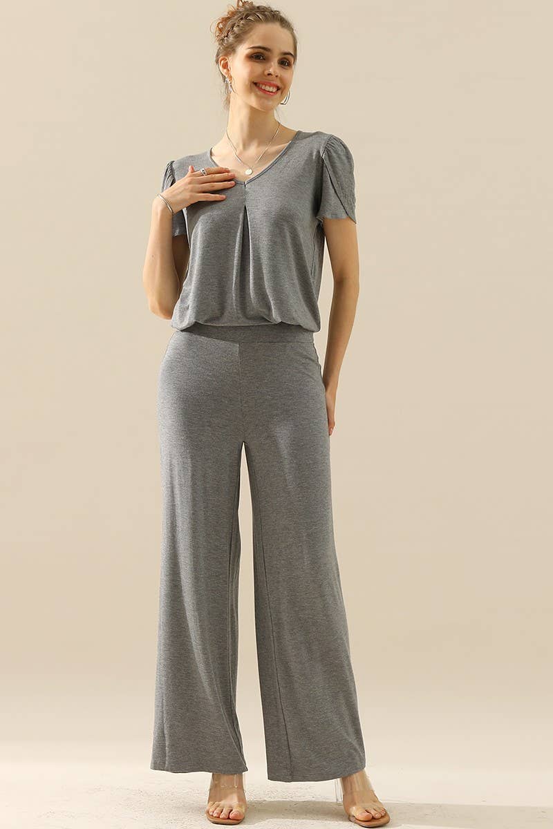 NINEXIS - CWBLP410_HIGH WAIST WIDE LEG PALAZZO LOOSE CASUAL PANTS: BLACK / (XL) 1