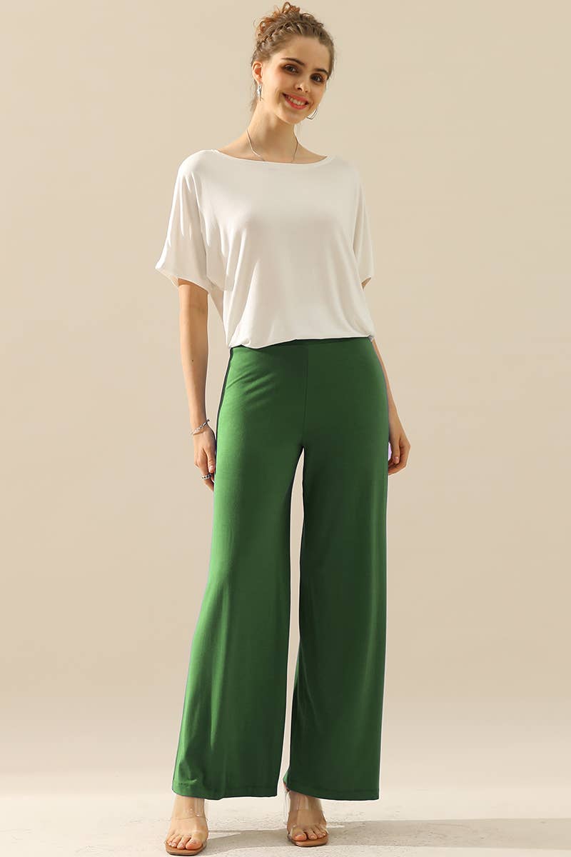 NINEXIS - CWBLP410-P_PLUS SIZE HIGH WAIST WIDE LEG PALAZZO LOOSE PANTS: BLACK / (1X) 1
