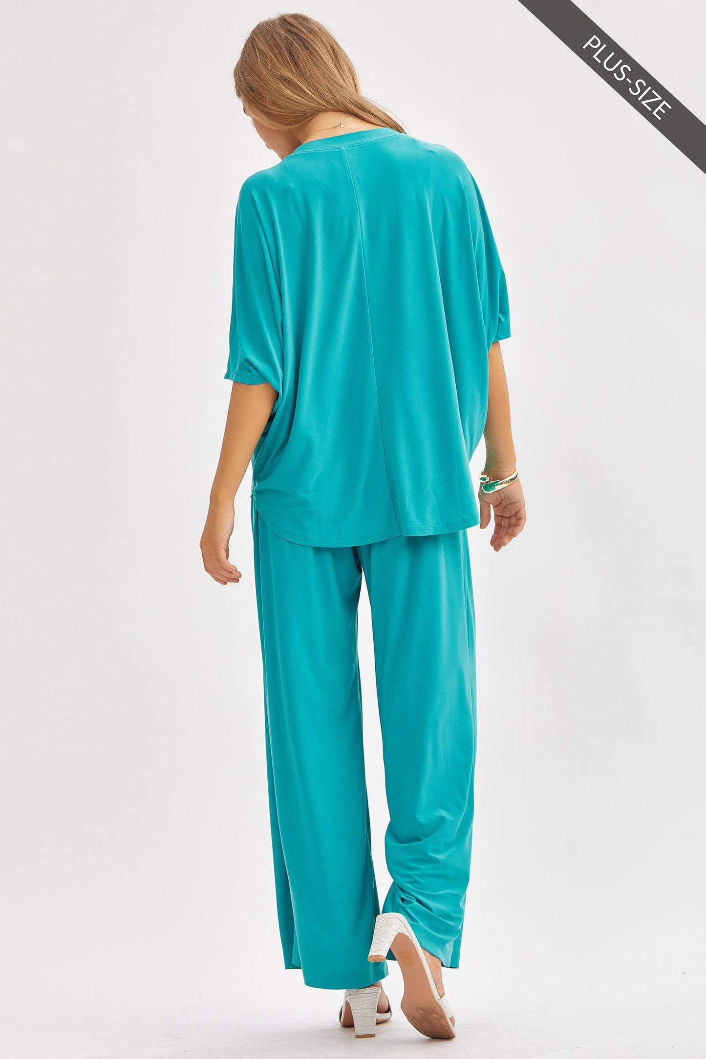 Dear Scarlett - PLUS SIZE Flowy Top + Wide Leg Set TRVSET-COASTAL: Royal Blue / XL