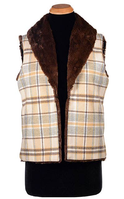 Shawl Collar Vest - Reversible Only 4 available: Medium / khaki / Cuddly Ivory