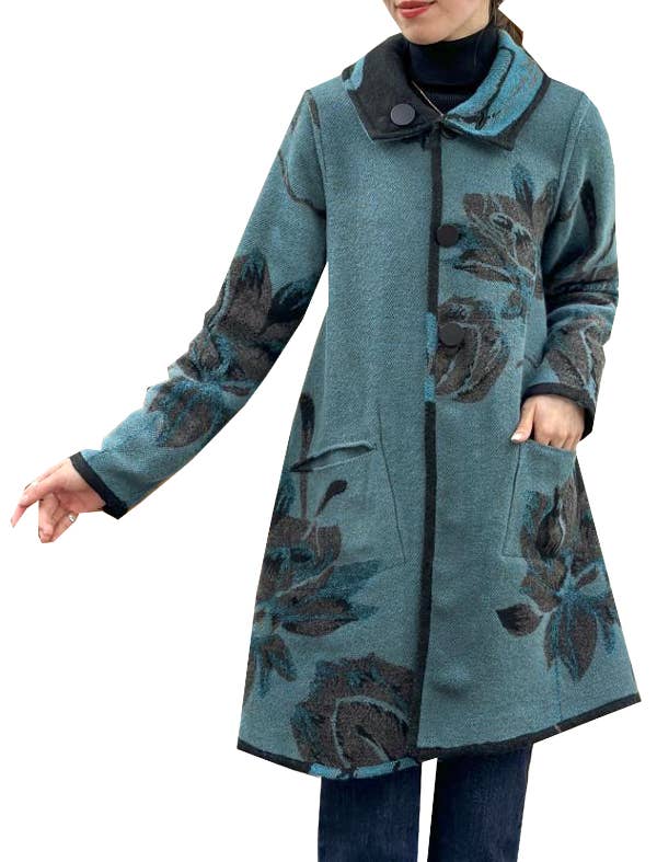Winding River - Blue / Black Reversible Coat – Lotus Collection: XL