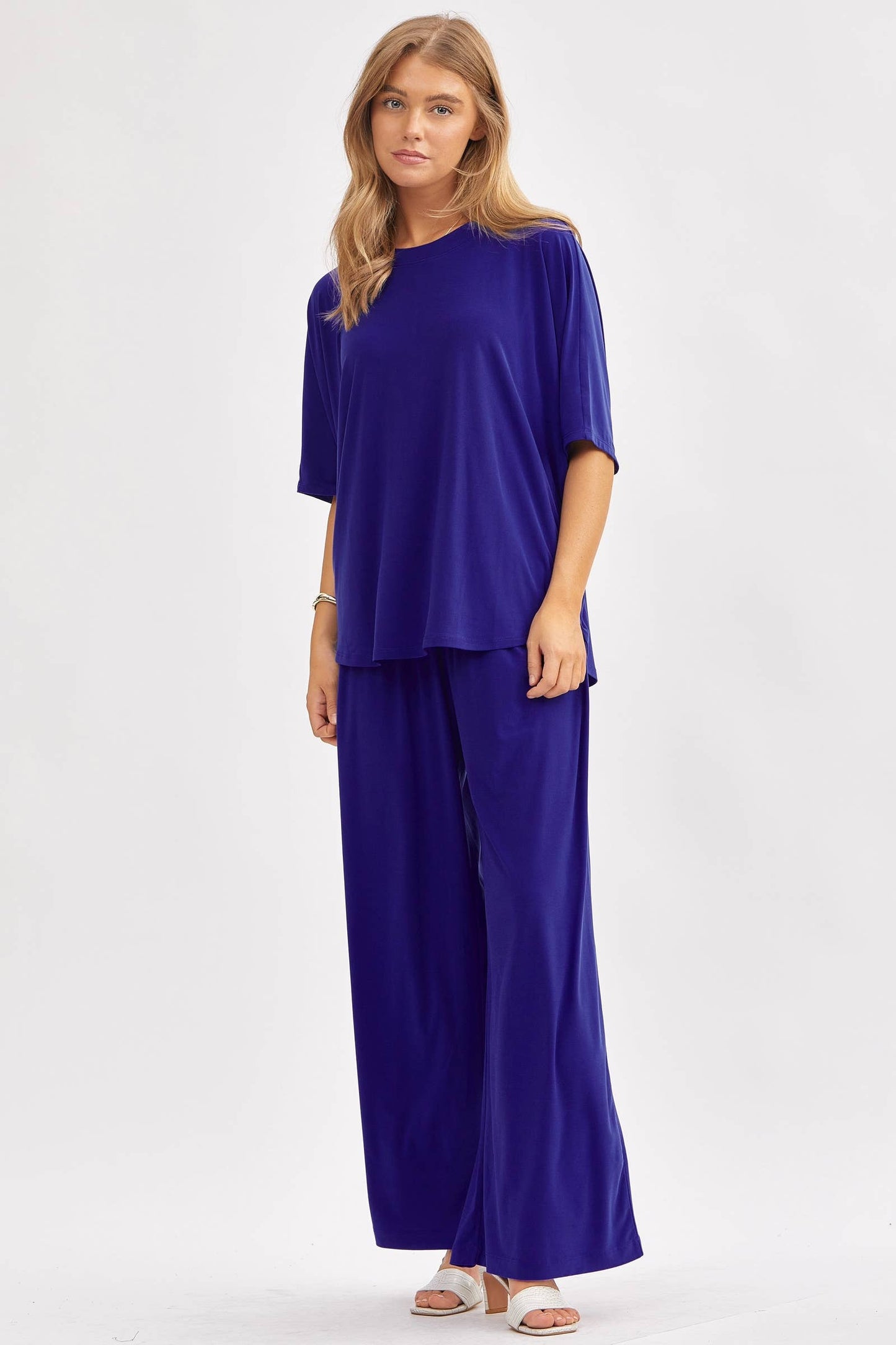 Dear Scarlett - Flowy Top + Wide Leg Set TRVSET-COASTAL: Royal Blue / L