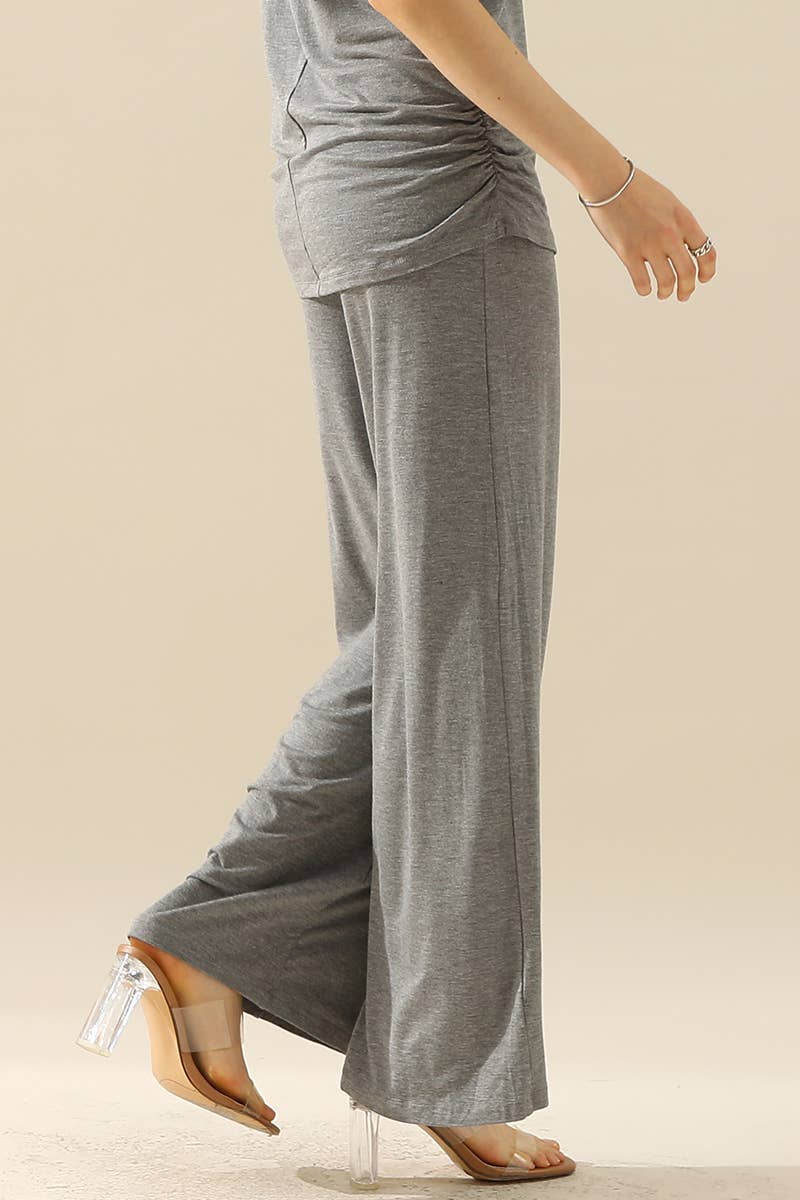 NINEXIS - CWBLP410-P_PLUS SIZE HIGH WAIST WIDE LEG PALAZZO LOOSE PANTS: BLACK / (1X) 1