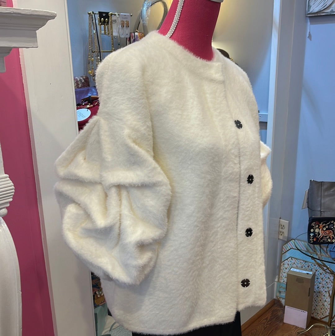 Elena Wang White sweater Jacket