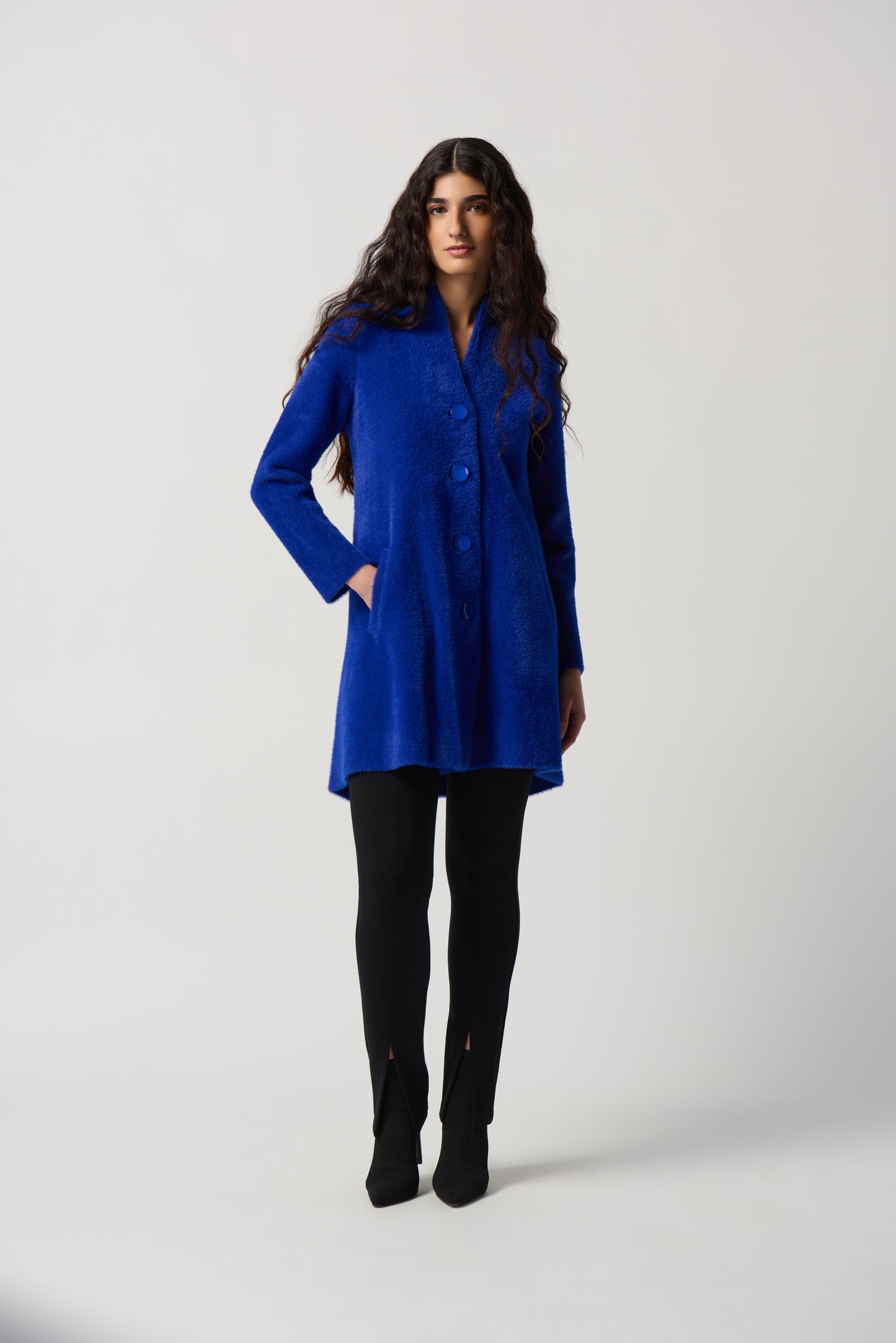 Joseph Ribkoff Feather Flared Yarn Coat