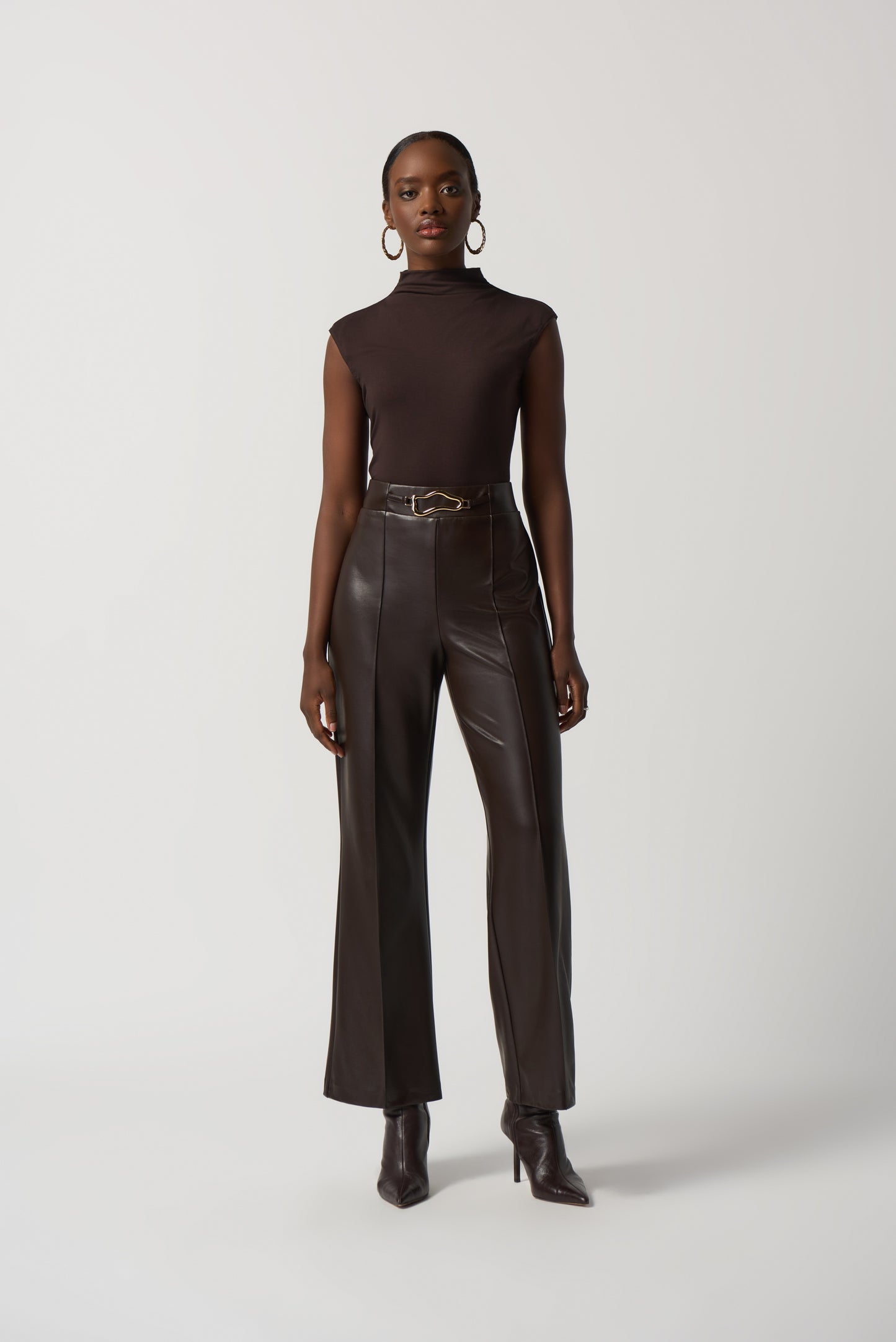 Joseph Ribkoff Faux-Leather Straight-Leg Pants