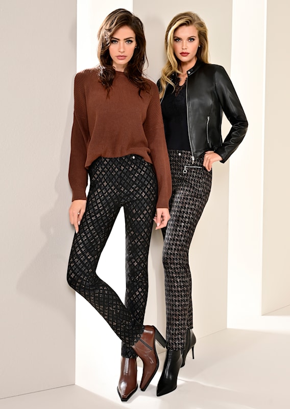 Robell Pants Gold Foil Flower