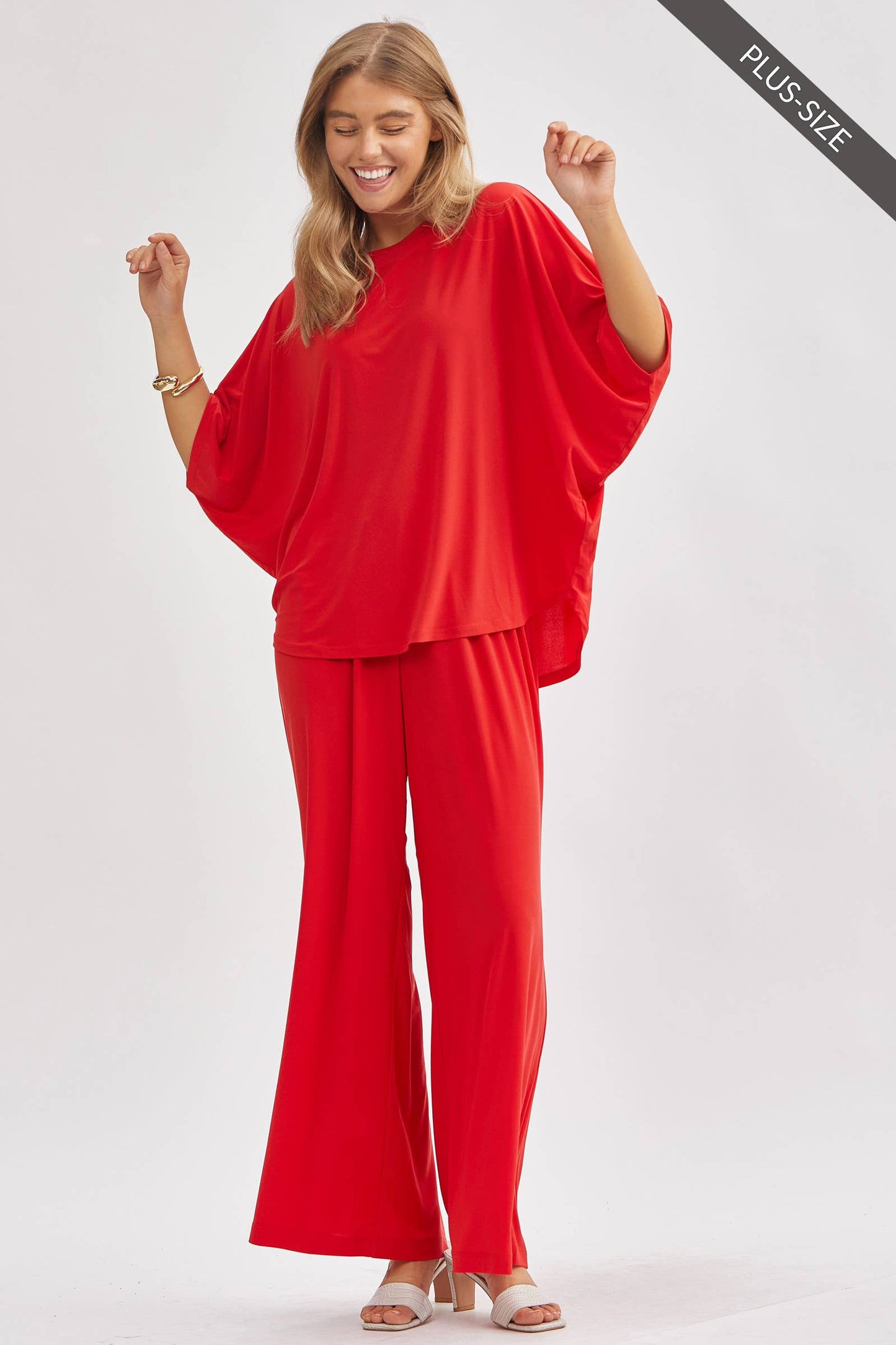 Dear Scarlett - PLUS SIZE Flowy Top + Wide Leg Set TRVSET-COASTAL: Royal Blue / XL