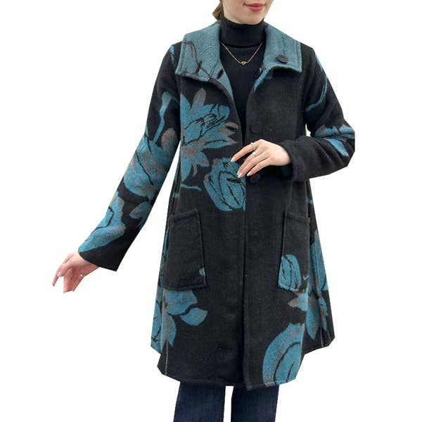 Winding River - Blue / Black Reversible Coat – Lotus Collection: L