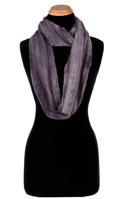 Infinity Scarf: Faux Fur 100% Polyester / Infinity Scarf / Desert Sand in Charcoal