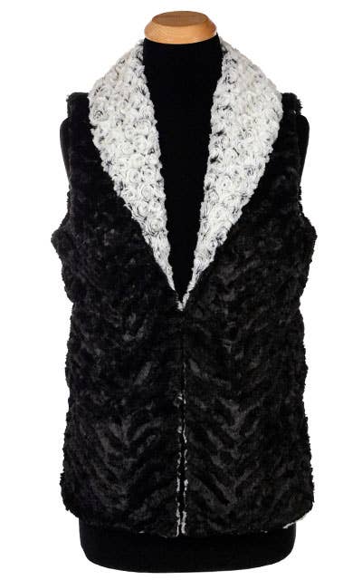 Shawl Collar Vest +4" - Reversible: Medium / 8mm Black & White / Black