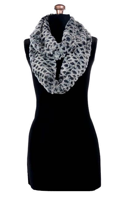 Infinity Scarf: Faux Fur 100% Polyester / Infinity Scarf / Desert Sand in Charcoal