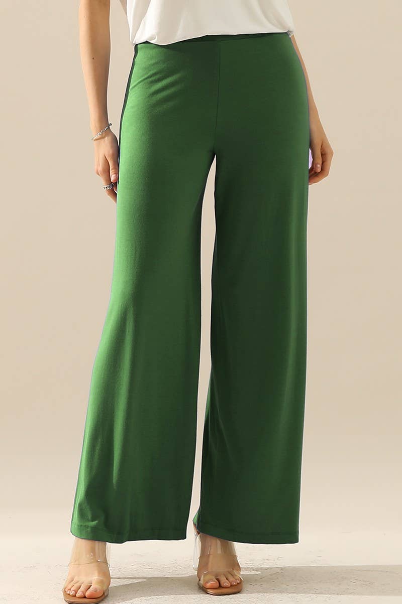 NINEXIS - CWBLP410_HIGH WAIST WIDE LEG PALAZZO LOOSE CASUAL PANTS: BLACK / (XL) 1