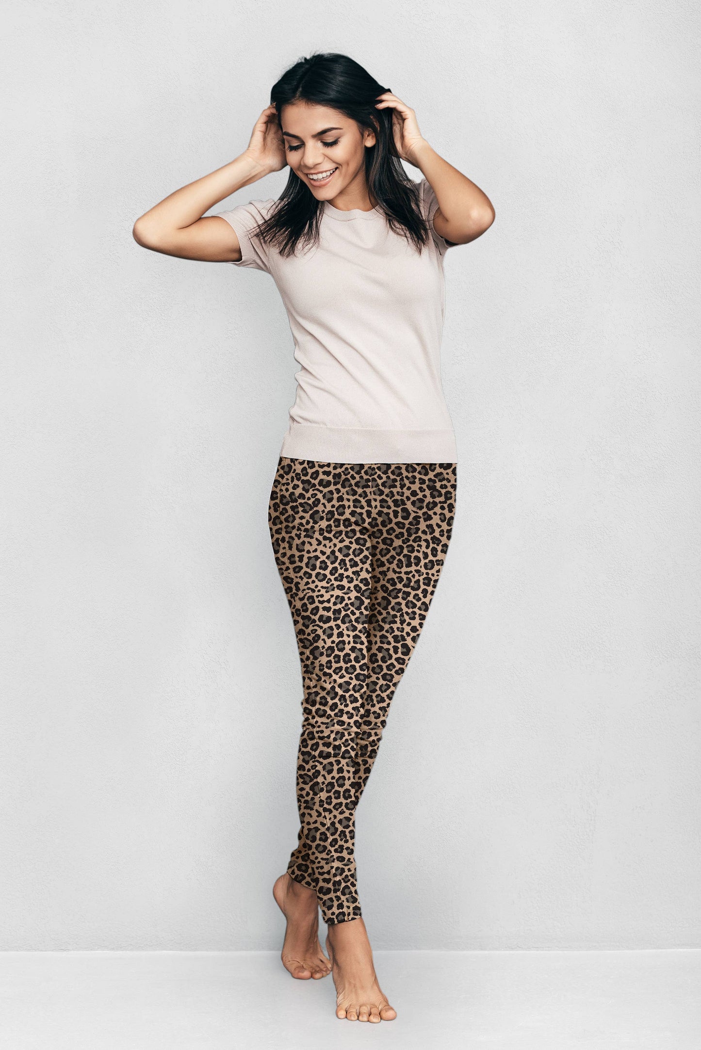 DM Merchandising - Britt's Knits Printed Fleece Lined Leggings Open Stock: Leopard / Small/ Medium