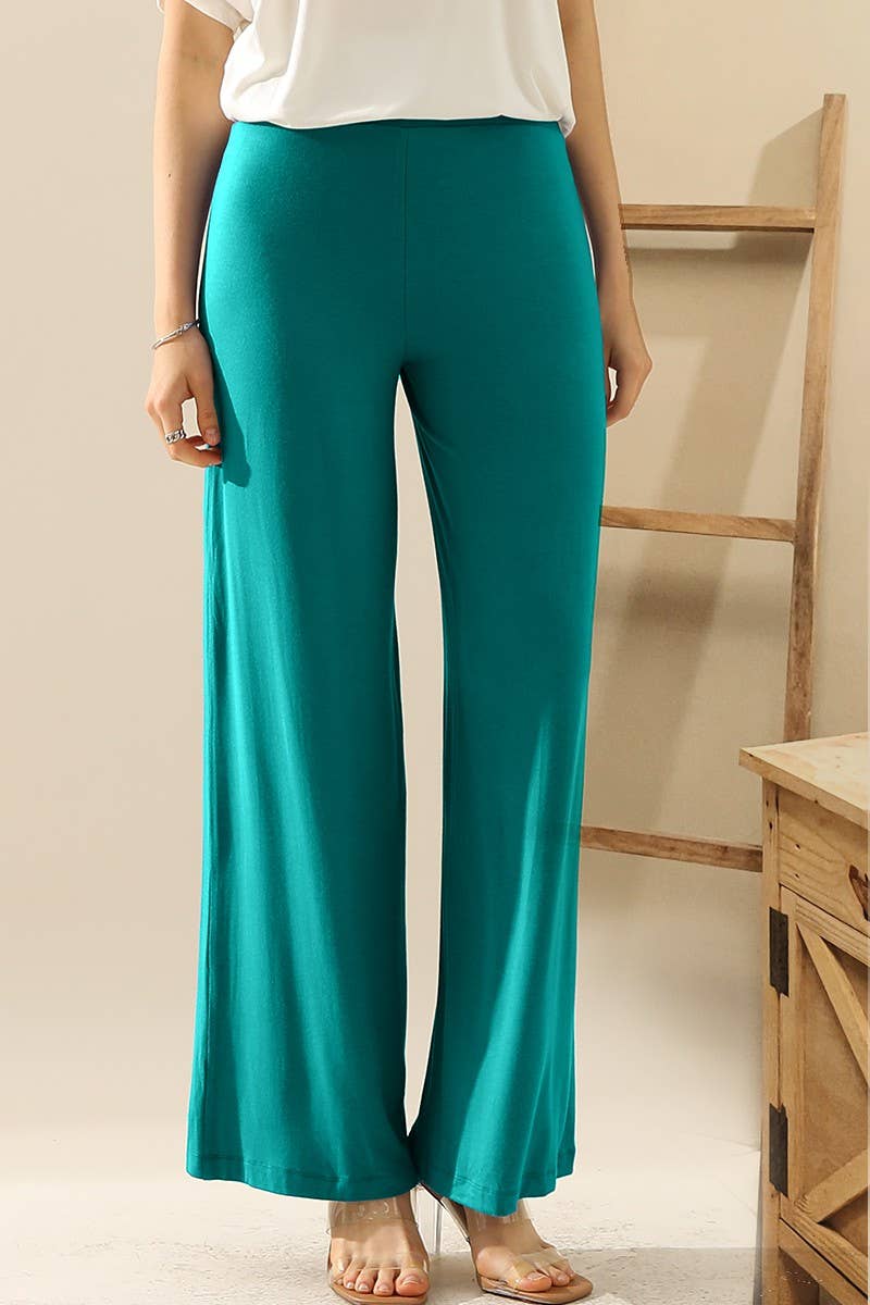 NINEXIS - CWBLP410_HIGH WAIST WIDE LEG PALAZZO LOOSE CASUAL PANTS: BLACK / (XL) 1