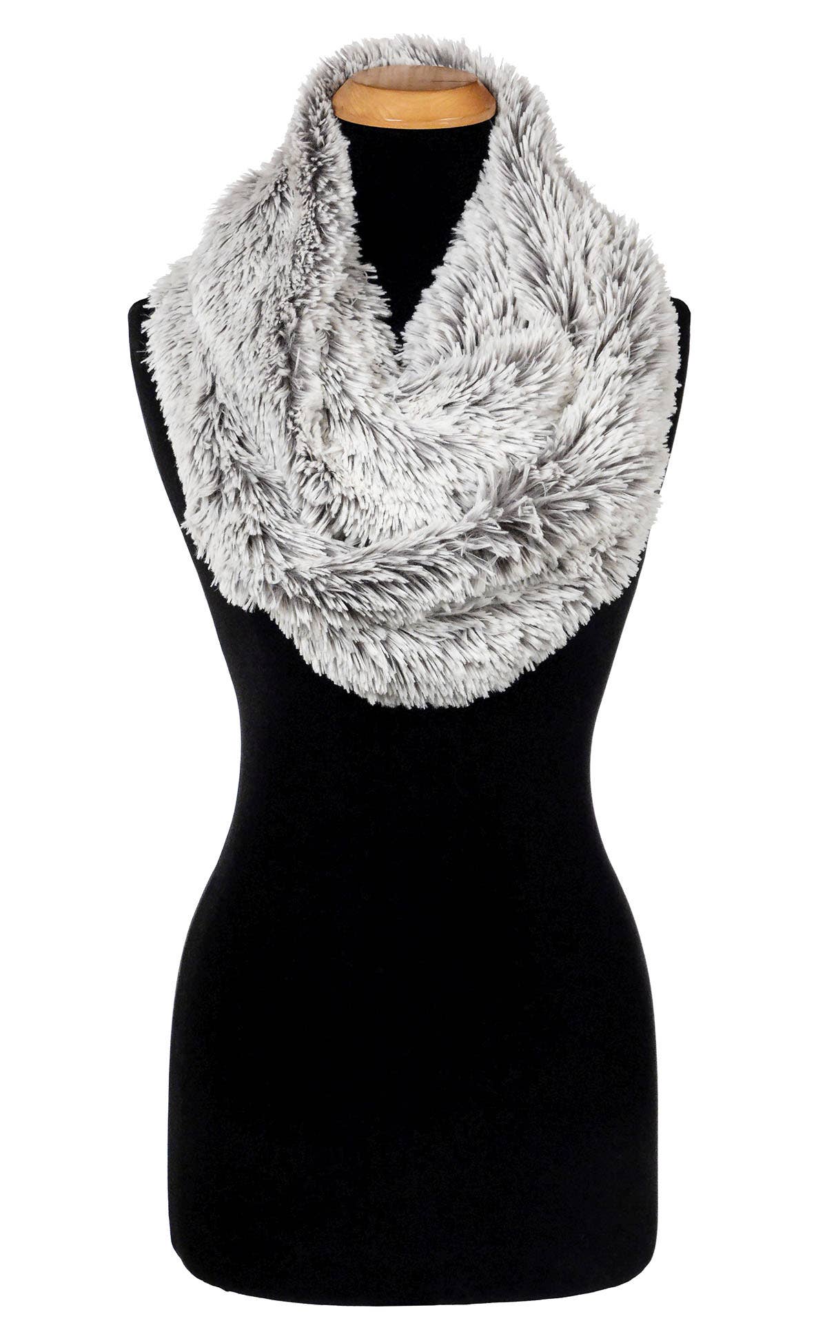 Infinity Scarf: Faux Fur 100% Polyester / Infinity Scarf / Desert Sand in Charcoal