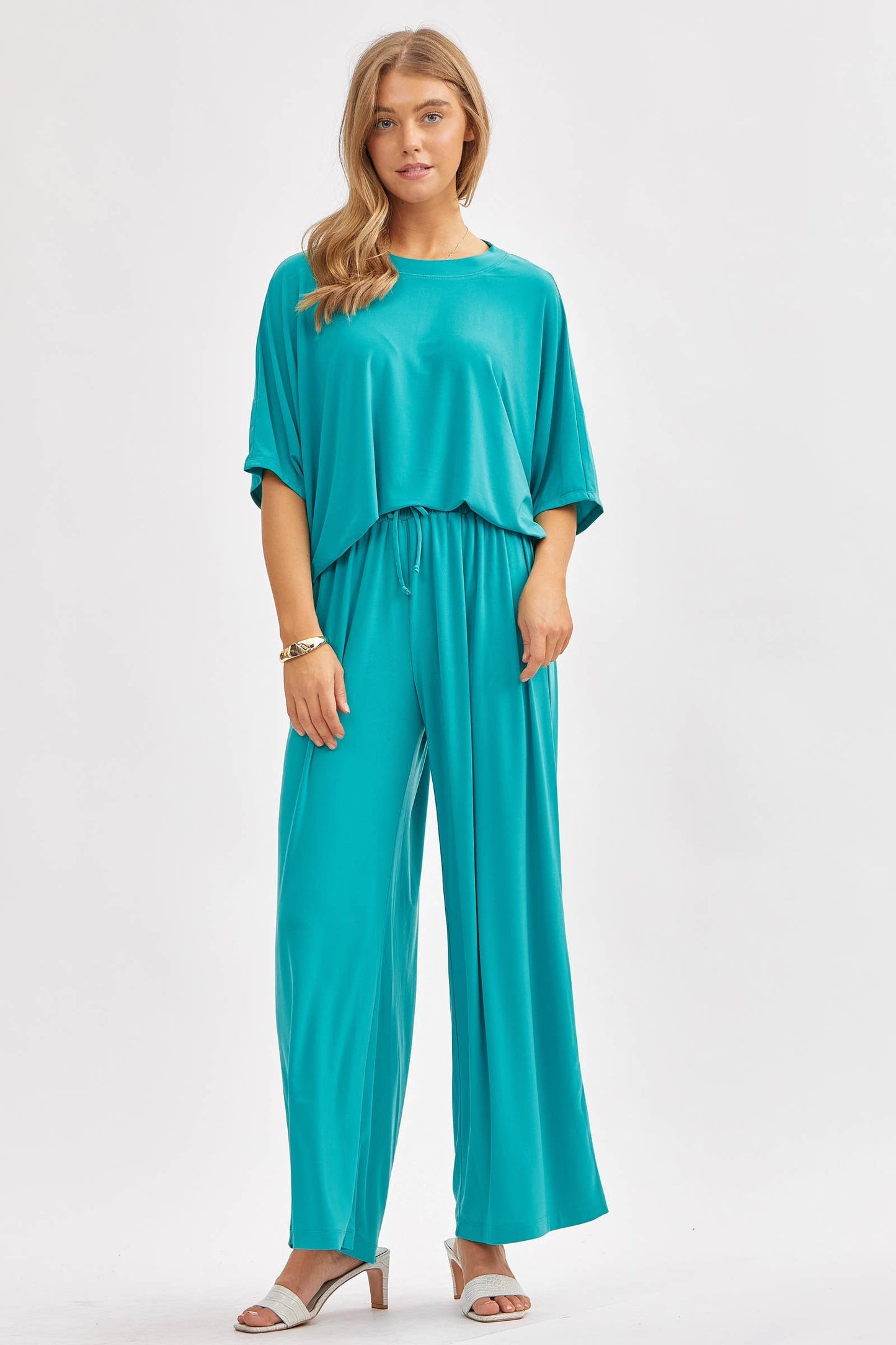 Dear Scarlett - Flowy Top + Wide Leg Set TRVSET-COASTAL: Royal Blue / L