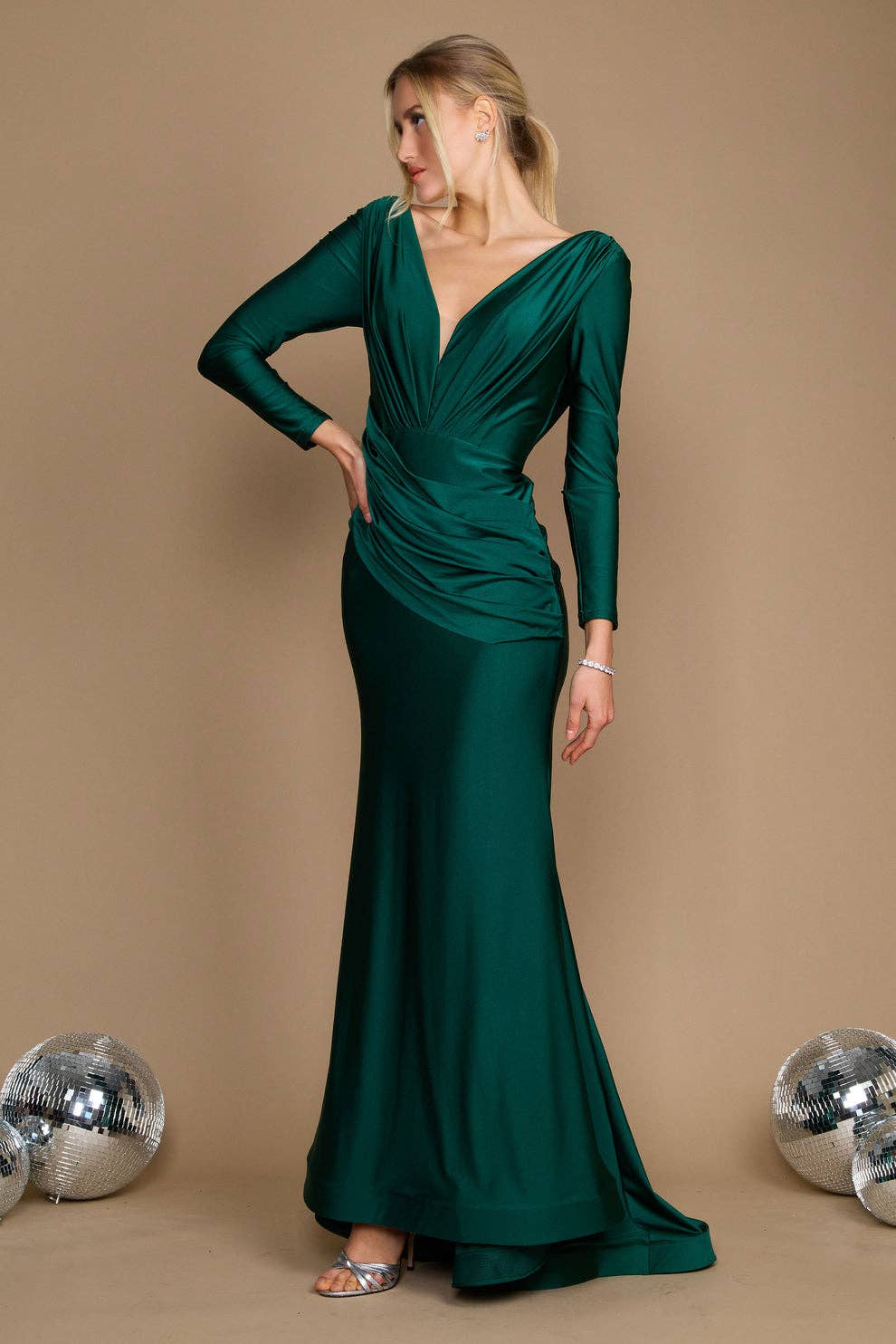 Kos Couture - Long Sleeve Formal Evening Dress : Royal / 12