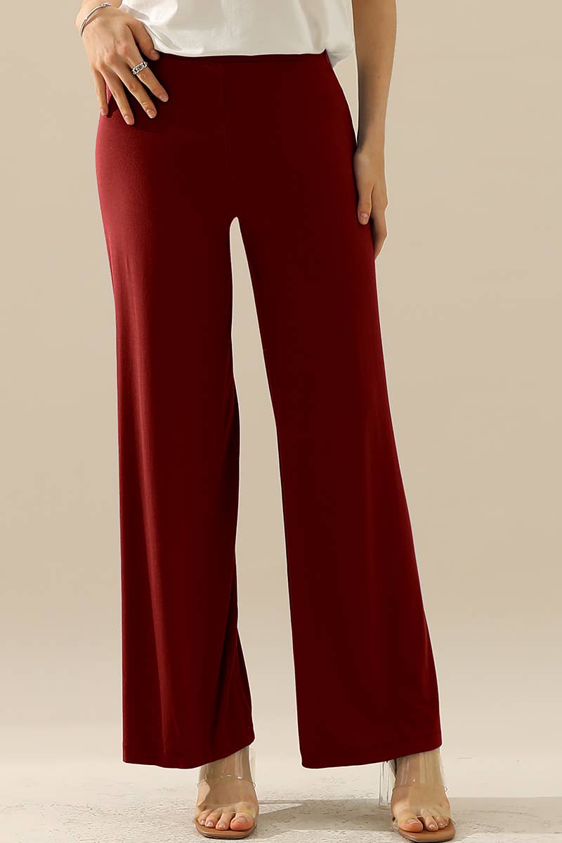 NINEXIS - CWBLP410-P_PLUS SIZE HIGH WAIST WIDE LEG PALAZZO LOOSE PANTS: BLACK / (1X) 1
