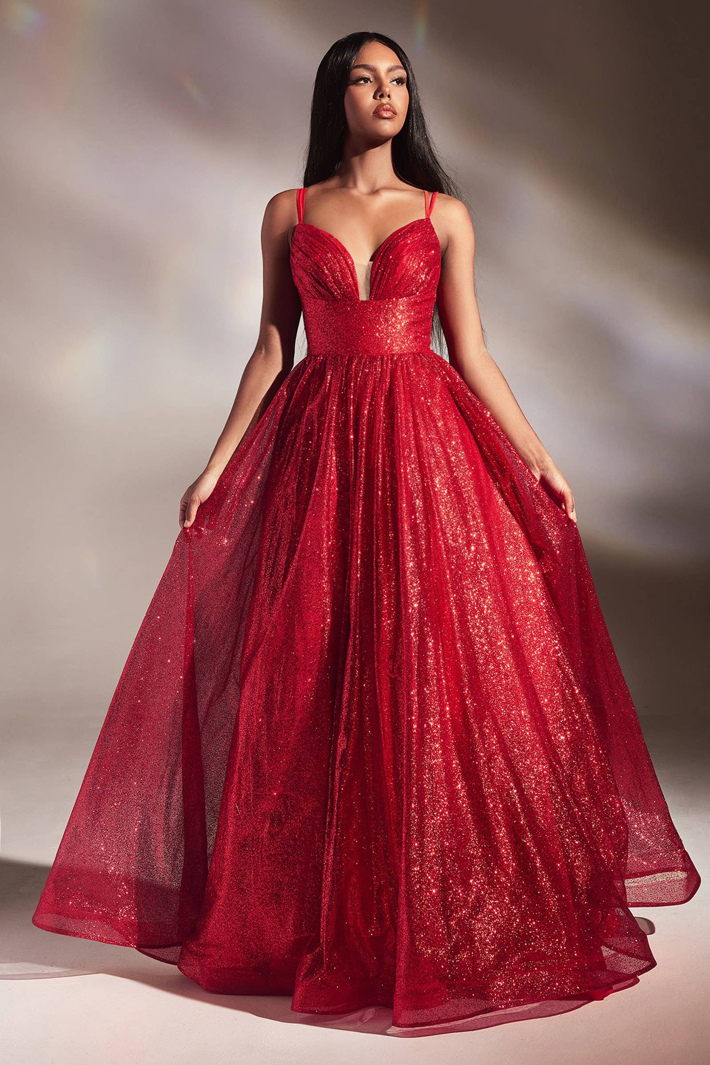 Ladivine by Cinderella Divine - LAYERED GLITTER BALL GOWN: Royal / 4