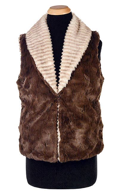 Shawl Collar Vest - Reversible Only 4 available: Medium / khaki / Cuddly Ivory