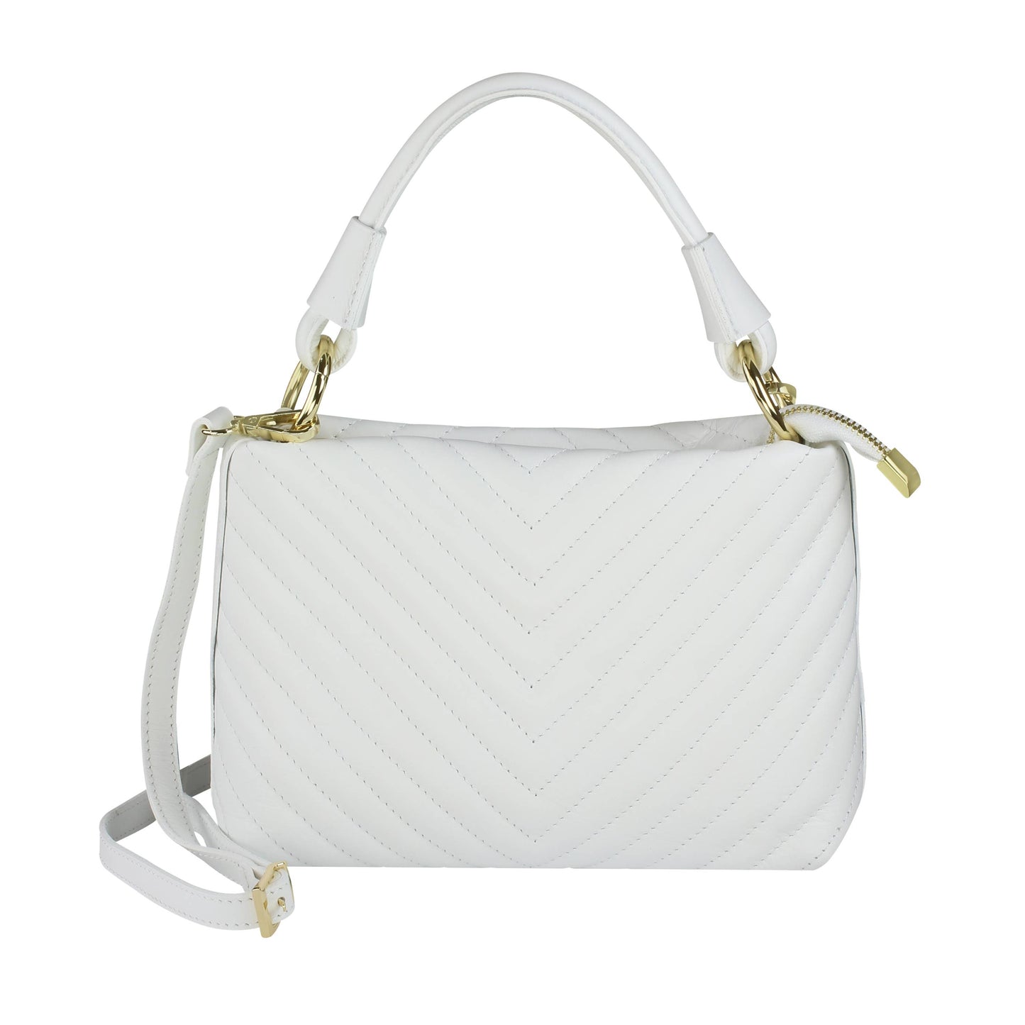 Cobblestone Living ( Bianca Quilted Leather Top-Handle Bag: Black)