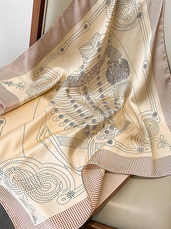 U.Z. Polka-Dot Leisure Fashion Scarf: BEIGE